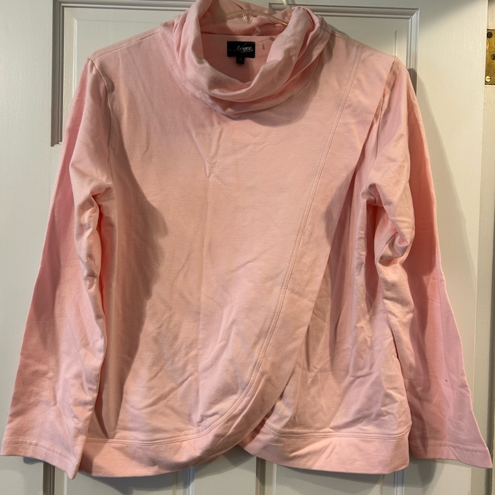 Pink french terry turtleneck sweatshirt size m
